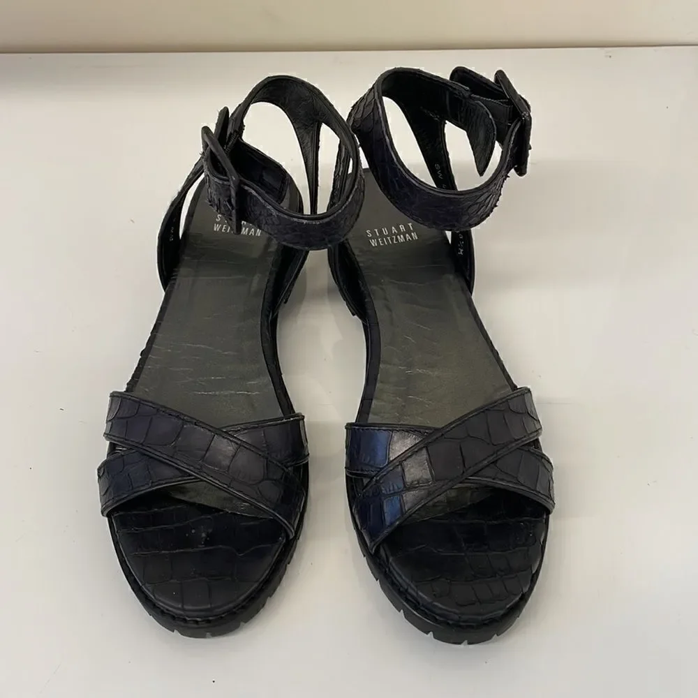 Stuart Weitzman Croc Sandal w/Ankle Buckle WORN ONCE!